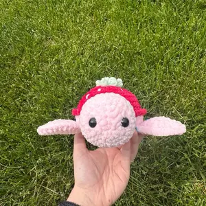 Handmade Crochet Medium Strawberry Turtle