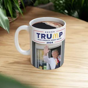 Trump McDonalds Mug, Funny Trump Gift,  Donald J Trump Meme Mug, Trump 2024 Tea Cup, MAGA US Election 24 Cup, Mac Daddy, Republican, Donald Trump Smiling Mug