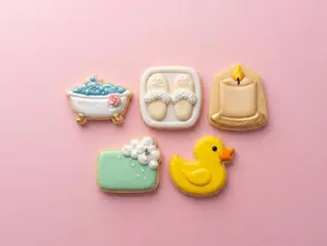 Bath Cookie Cutter | 3.5" 3D Printed Spa Stamp 5pc Set Pink