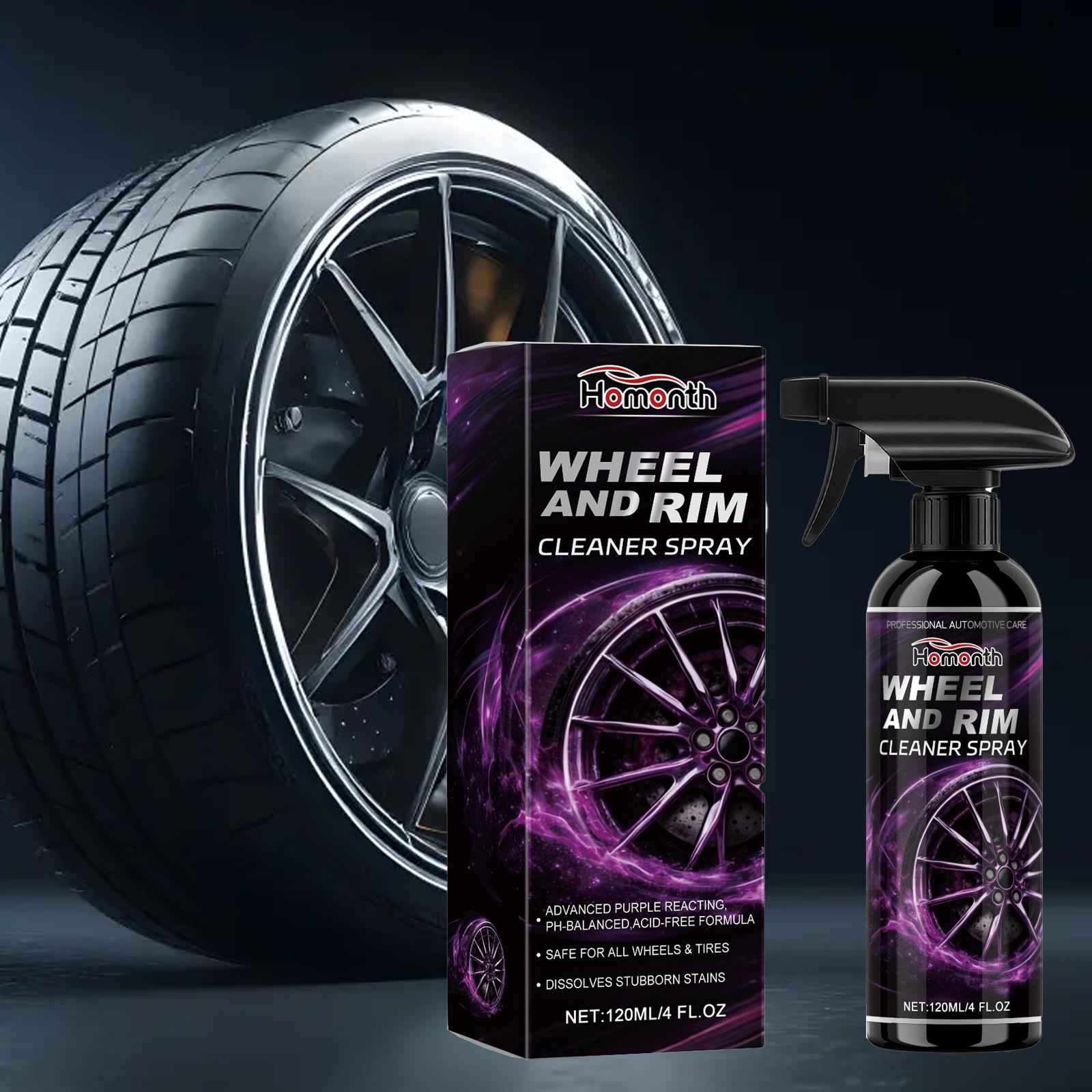 Advanced Wheel & Rim Cleaner Spray – Non-Acidic Formula for Deep Cleaning – Safe for Aluminum, Chrome & Alloy Wheels – Instant Brake Dust Dissolver 120ml/4 fl.oz