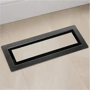 Flush Mount Floor Register 4x10, Fittes Floor Vent Covers Heavy Duty Steel, Decorative Air Vents fits Tile   Floor Inserts for AC & Heating, Modern Design Black