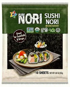 Kimnori Organic Roasted Seaweed Sushi Nori Sheets (10 sheets, 25g) – Professional Grade Full Size Nori for Sushi & Kimbap – California Crafted, Keto & Vegan Superfood – USDA Organic, Non-GMO & Gluten-Free