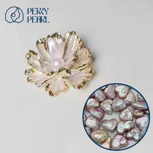 【Golden Peony Flower Brooch】+【Burning Love】-3-4 pieces（ Min 3 pearls inside as gift）