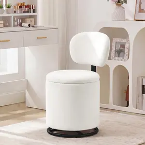 [DealsforYouDays] Vanity Stool with 2-Pcs Storage Ottoman - Small Accent Makeup Chair for Bedroom, Dressing Area