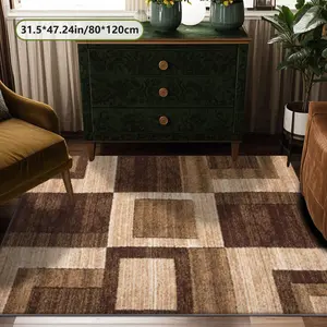 Modern Velvet Geometric Pattern Carpet, Soft Comfort Home Decor Rug, Living Room Large Mat, Sofa Pad, Bedroom Bedside Blanket, Decorative Area Rug