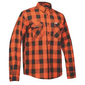 Men's Black and Orange Long Sleeve Cotton Flannel Shirt - TW205.16