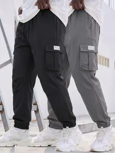 Men’s Daily Casual Taper Cargo Pants, Elastic Waist, Lightweight Wrinkle-Resist Material