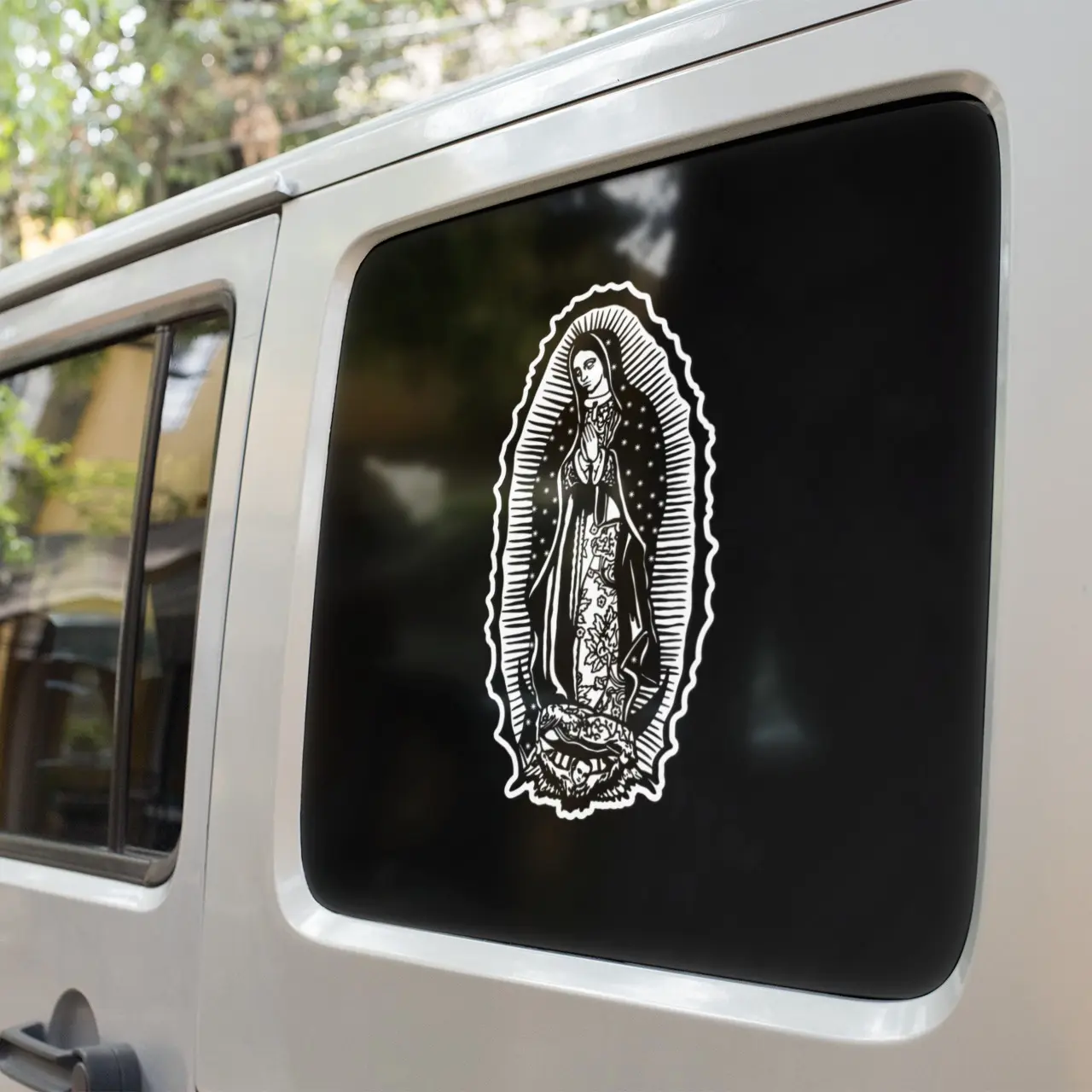 Virgen Maria De Guadalupe Decal for Religious Decorations, EasyPSV Permanent for Indoor and Outdoor Use