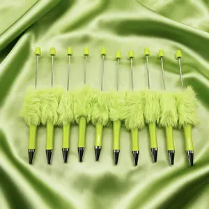 10pcs Pure Color Plush Bead Pens, DIY Creative Decoration Ballpoint Pens, Holiday Gift, Birthday Gift, Anniversary Gift, Office Learning Supplies, Beaded Pens