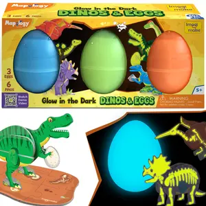 Imagimake Mapology Glow-in-the-Dark Dinosaur Eggs Set | 3D Puzzle Toy for Kids | Fun Easter Basket Stuffers | Ages 5-8