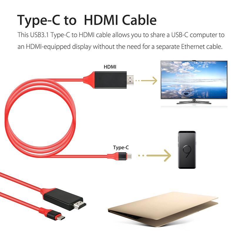 3-in-1 USB-C to HDMI Adapter Cable for Phone Screen Mirroring, HD Video Output with USB & Charging Port