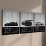 3 Counts Wooden Framed Canvas, Porsche GT3 RS Series Poster, Exquisite Fashion Poster, Modern Art, Abstract Design, Modern Minimalist Design Wall Art for Living Room, Waterproof Artwork, Ideal Gift for Family