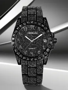 A men's cool personalized black full diamond strange digital calendar high-end fully automatic mechanical watch Rhinestone Decorated Watch