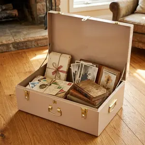 Elegant Ivory Metal Storage Trunk – Stylish & Durable Home Organizer