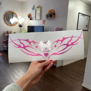 Cute Girly Bow Kitty Tramp Stamp Vinyl Decal for Car Laptop Window Bumper Sticker Fun Tribal Kitty Design Decal