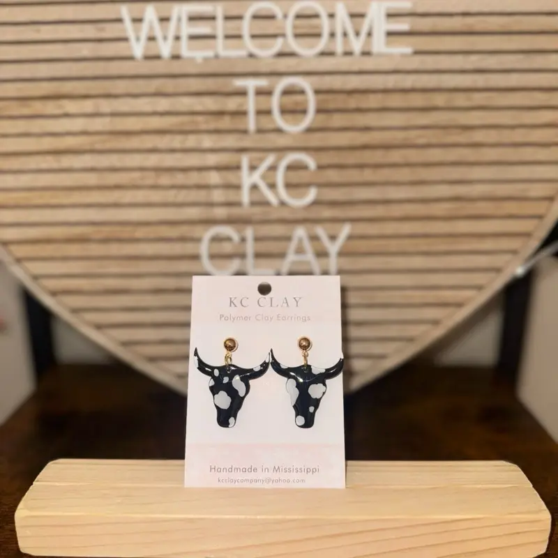 Polymer Clay Bull Head Dangle Earrings