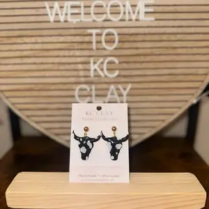 Polymer Clay Bull Head Dangle Earrings