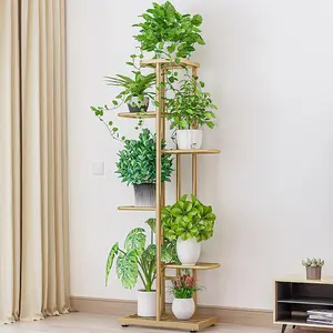Tall 6 Tier Metal Plant Stand,Corner Shelf with Anti-Slip Pads for Multiple Potted Flowers,Indoor Outdoor Display Rack for Balcony,Garden,Patio,Gold