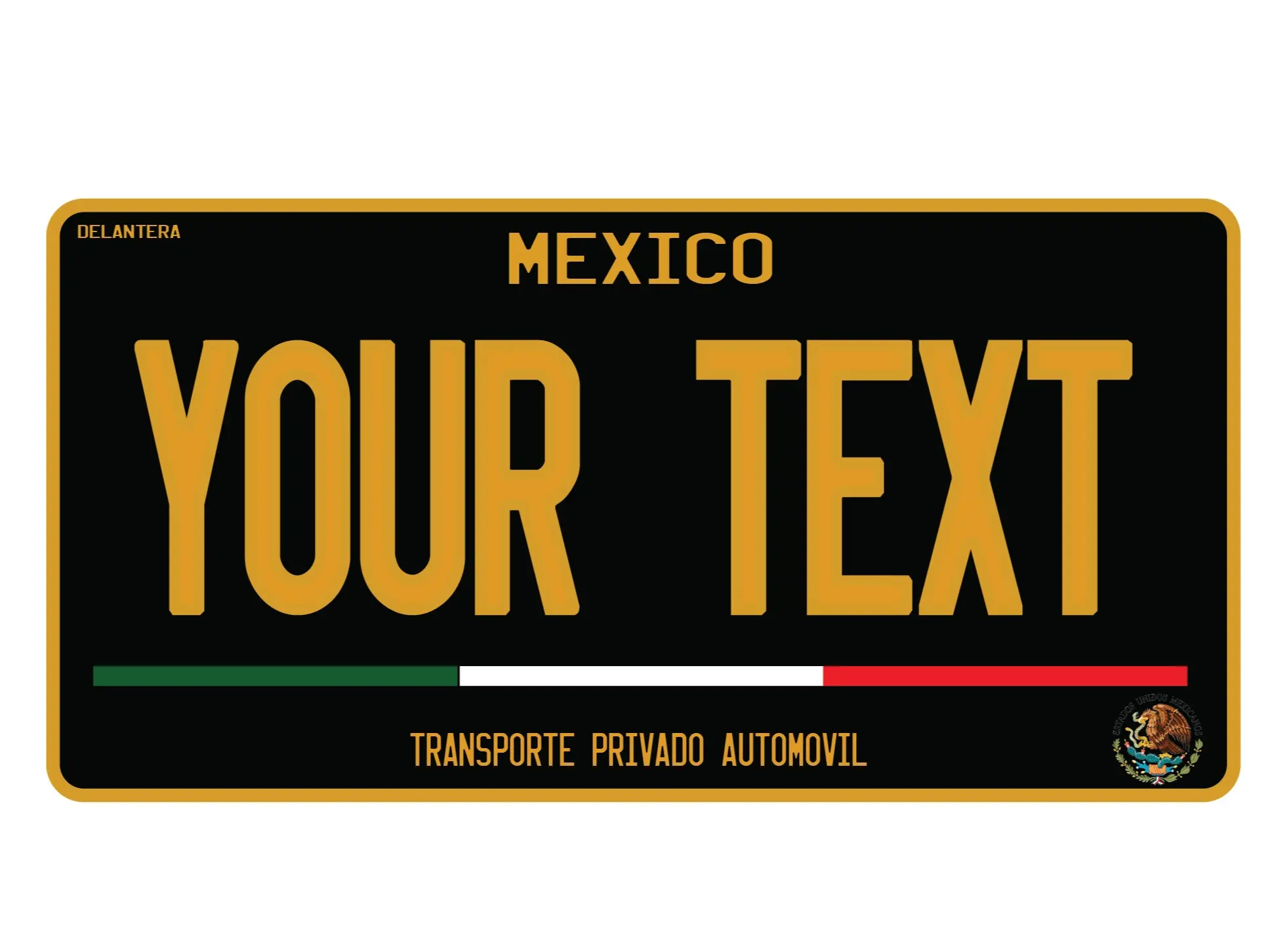 Mexico Front License Plate, Metal License Plate, Personalized Novelty Decoration, Customizable