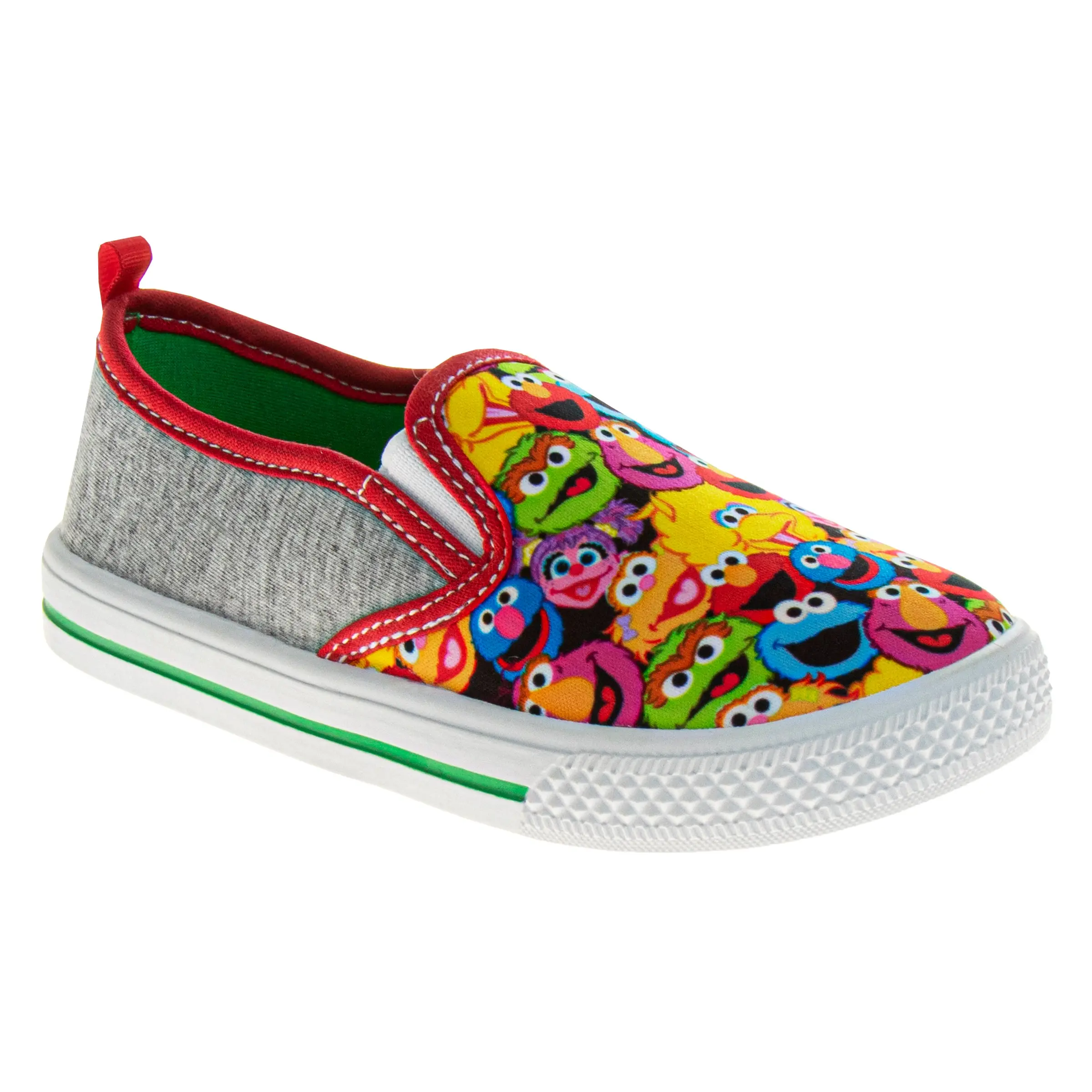 Sesame Street Toddlers' Synthetic Micro Velour Slip-On Sneakers, Playground Shoes with Friends Print, Available in Size 5-11, Sneaker Trainer