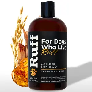 Lillian Ruff Oatmeal Shampoo for Dogs - Sandalwood Amber, Made in USA (16 oz)