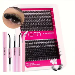 DIY Eyelash Extension Kit 240 Pieces, 60D+80D Dense Lashes, D Curl 10-18mm Mixed Lengths, Lightweight Cartoon Style, Recyclable, Cosmetic False Lashes, Volumized False Eyelashes