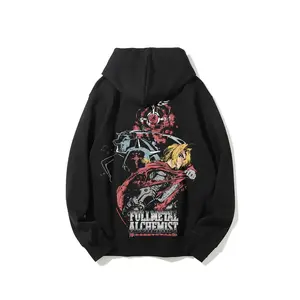 Fullmetal Alchemist Edward Elric & Alphonse Elric Anime Hoodie Cotton Streetwear Vintage Otaku Unisex Fall Winter Fashion Casual Daily Fans Essential