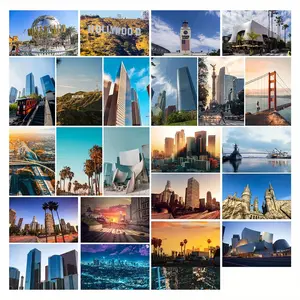Los Angeles Skyline Collage Postcard, 24pcs/set 300gsm Cardstock Printing, Perfect for Hollywood Memorabilia, Beach House Decor & California Dream Gifts