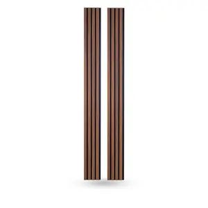 Teak Wood Slat Wall Panels with Black Accents – 3D Textured Waterproof Decorative Wall Panels, Modern Interior Wall Decor, Striped & Diamond Geometric Design, Fire-Resistant, Easy Install with Tape for Living Room, Office & TV Accent Walls (94" & 106")