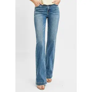 RISEN Full Size Distressed Detail Bootcut Jeans Plus Size