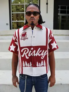 Handmade Boy Scout Burgundy Tapestry Button Up Shirt