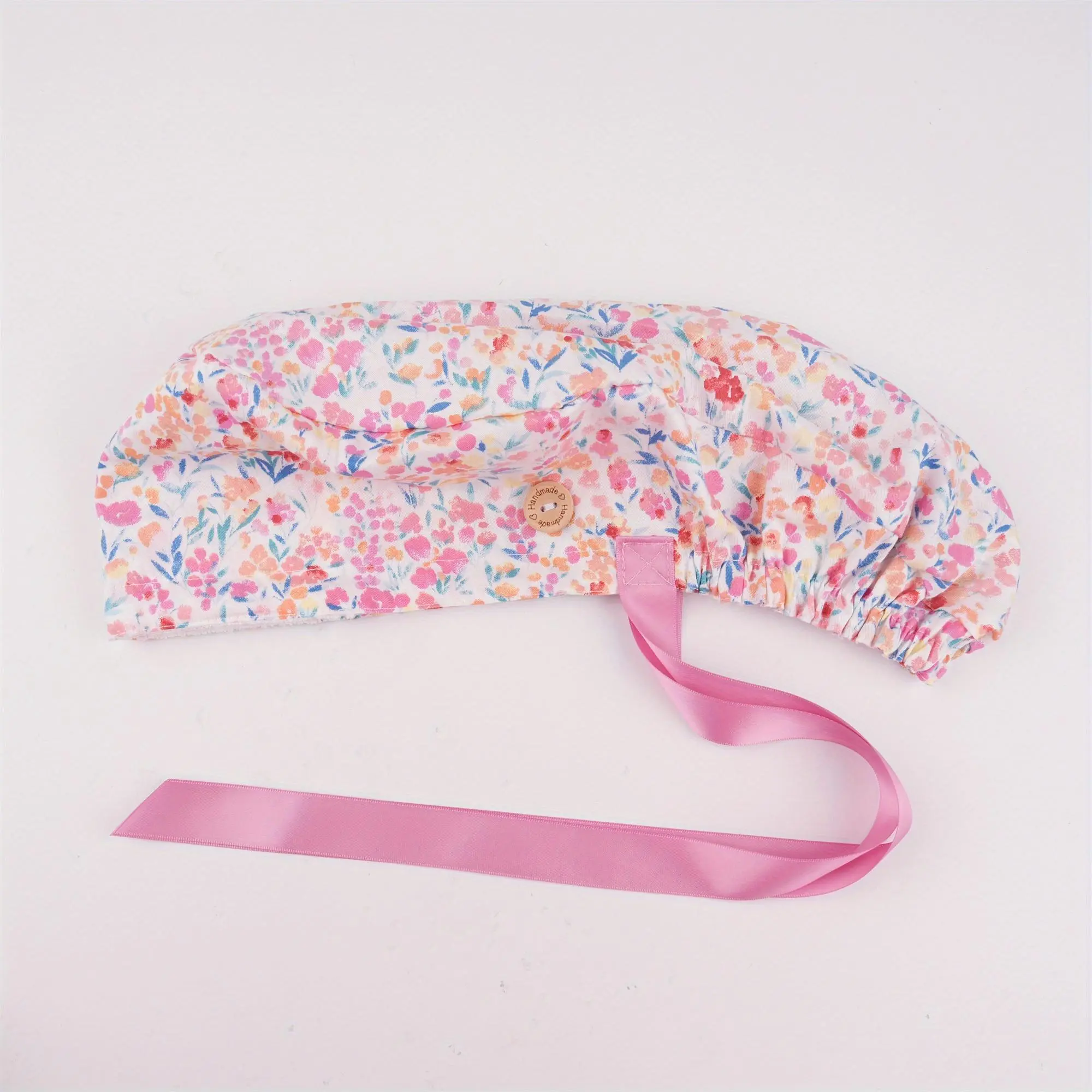 Pink Floral Cotton Scrub Cap, Cute Women Ponytail Hats, Premium Soft Cotton Fabric,Gift for Vet,Nurse,Mom