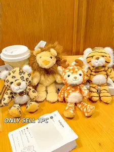 Adorable Plush Jungle Animal Keychain Set, Leopard Lion Deer Tiger Scented Doll Charms, High-Value Backpack Accessories, Perfect Gift for Kids & Teens