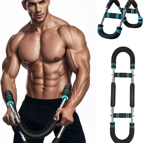 Adjustable Twister Shoulder Arm Exerciser Muscle Trainer - U-Shaped Strength Workout Equipment, 3 Resistance Levels, Foam Handles, Leather Shield, Detachable Arm Strengthener, Home & Outdoor Fitness Accessories, Satisfaction Guaranteed