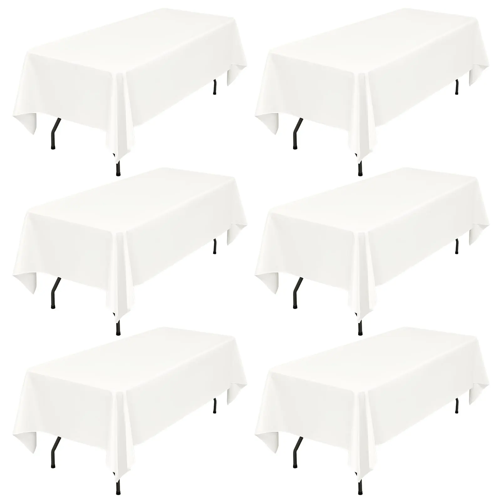 6/8/10/12 Pack White Polyester Rectangle Tablecloth, 60 x 102 Inch Table Cover for Weddings, Receptions, Graduation Parties, Baby Showers, Bridal Showers, Birthday Parties, Banquets, Buffets, Outdoor Events, Garden Parties, Thanksgiving and Christmas