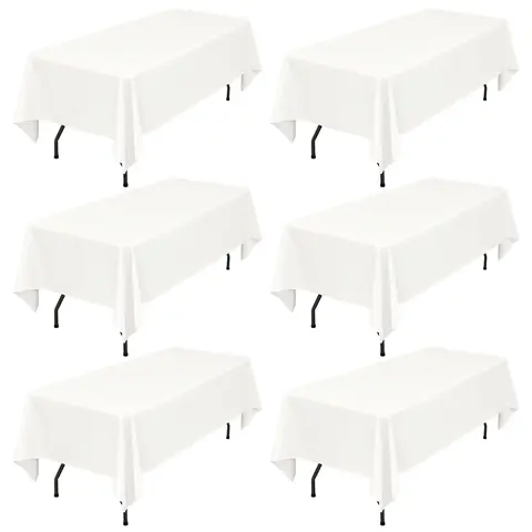 SHOWGEOUS Brushed Polyester Rectangular Tablecloth, Soft Touch 60x102in Table Cover for 6-8 Seat Tables, Weddings, Banquets, Parties, and Holiday Dining Decor