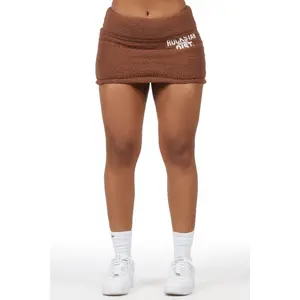 Kimani Mocha Sherpa Mini Skirt