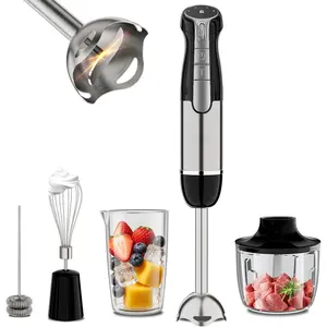 Hand Blender, Cordless Immersion Blender with 6 Speeds, 4 in 1 Portable Mixer Electric Handheld Mixer with Blender, , Whisk, Frother for Soup, Smoothies,   and Puree (Black)
