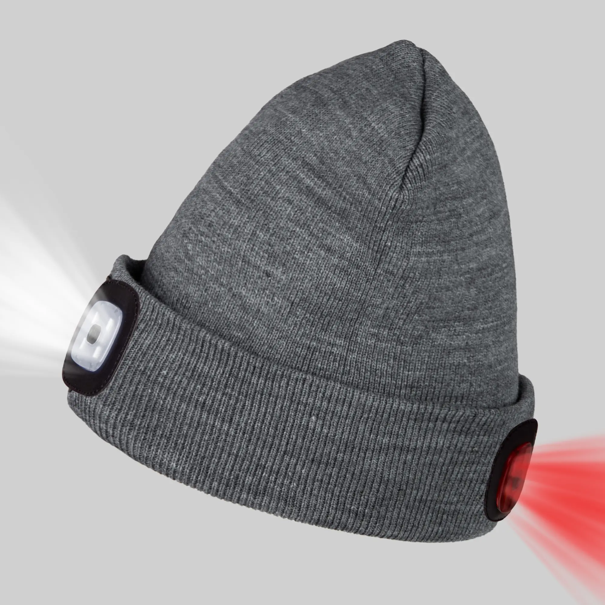 SeSe Code Unisex Double-layer warmth Beanie with Lights USB Rechargeable Front & Rear Lights Hands Free Headlamp Caps
