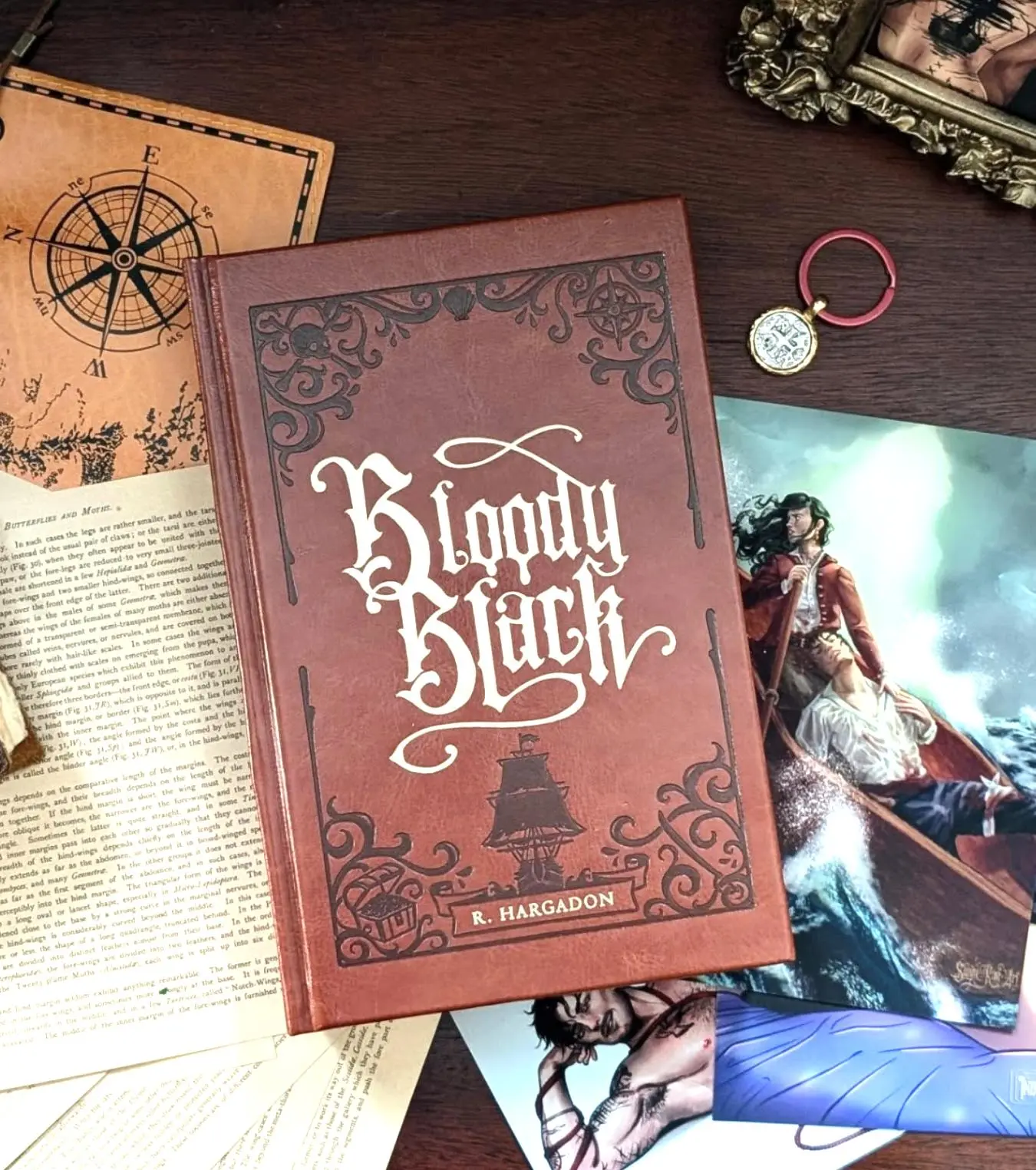 Bloody Black Leather Bound Collector Edition Hardcover with Gold Foiling Italian Marbled Endpapers
