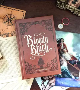 Bloody Black Leather Bound Collector Edition Hardcover with Gold Foiling Italian Marbled Endpapers Signed by Author