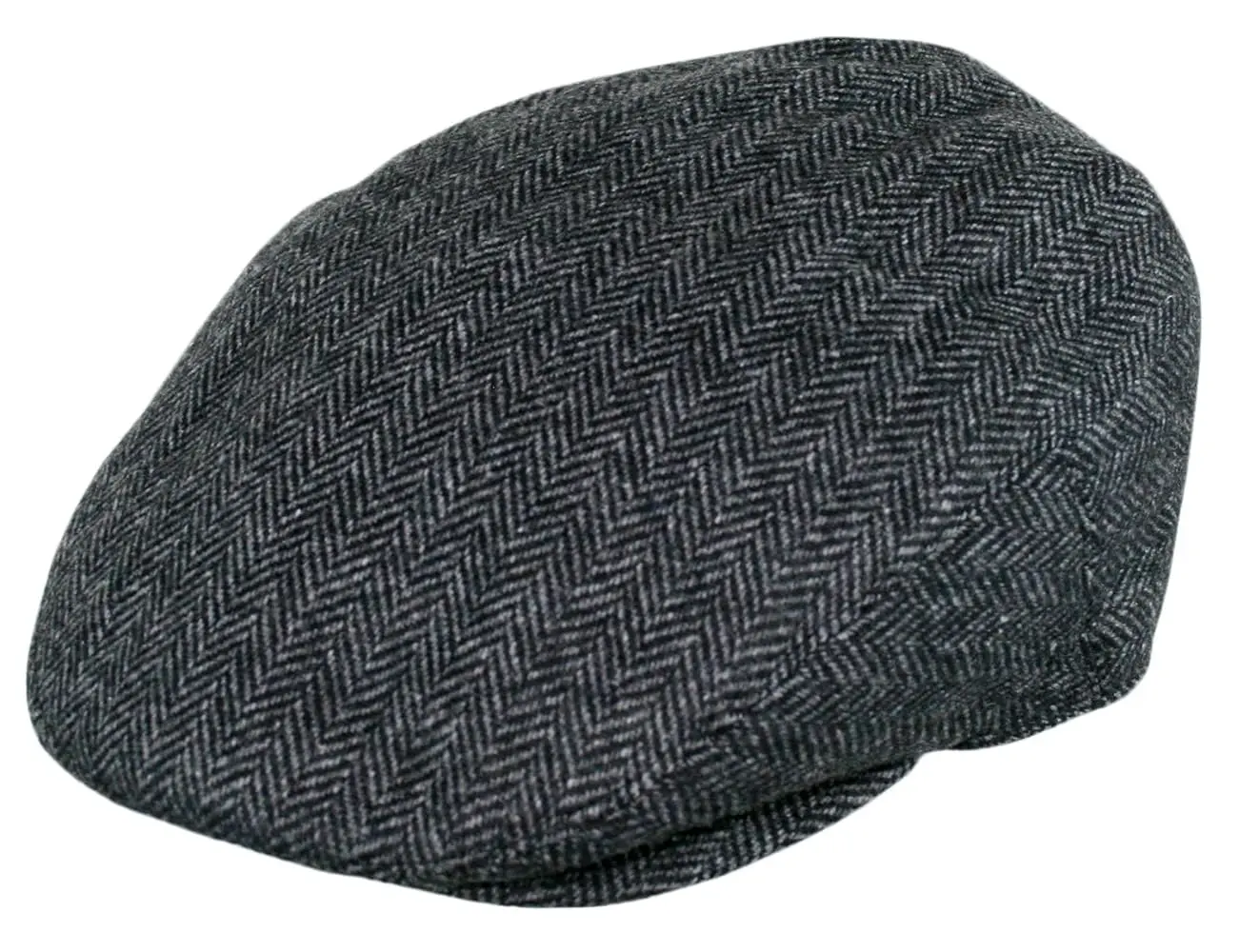 Epoch Men's Herringbone Tweed Newsboy Cap Flat Ivy Snap Brim Hat in Charcoal