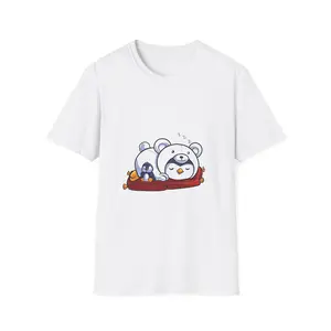 Cute Polar Bear and Penguin Illustration T-Shirt | Cozy Sleepy Animals