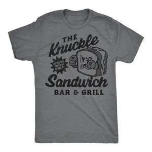 Mens Funny T Shirts The Knuckle Sandwich Bar and Grill Sarcastic Graphic Novelty Tee for Men Mens Funny T Shirts Cool Vintage Fashion T-Shirt Gift Classic Menswear Sarcastic Apparel for Men Funny Food Short Dark Grey