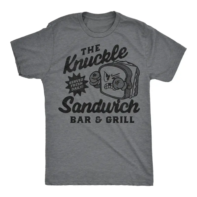 Mens Funny T Shirts The Knuckle Sandwich Bar and Grill Sarcastic Graphic Novelty Tee for Men Mens Funny T Shirts Cool Vintage Fashion T-Shirt Gift Classic Menswear Sarcastic Apparel for Men Funny Food Short Dark Grey tiktokshopbacktoschool