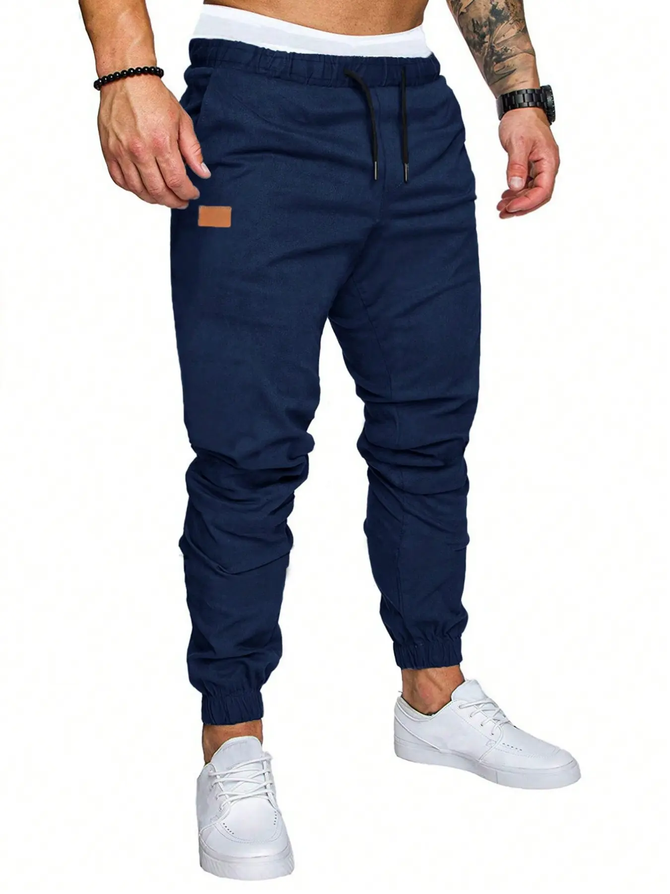 Men's Casual Jogger Pants, Runner Pants, Slim Fit Elastic Waist Drawstring Trousers, Soft Stretch Chino Joggers with Cuffed Ankles, Comfortable for Daily, Streetwear & Casual Work, Athleisure Casual Bottoms