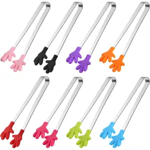 Silicone Mini Tongs, Colourful Small Food Tongs for Serving Food, Ice Cube, fruits, Sugar,Kitchen Gadgets