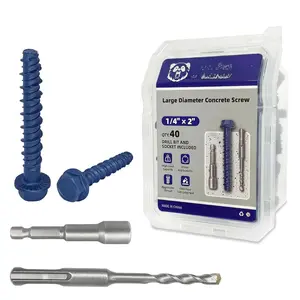 1/4 x 2 Heavy-Duty Hex  Concrete Anchors, 40 count,  Resistant Blue Climaseal Coating, Outdoor Rated Use, Concrete Block and Masonry Brick Screws