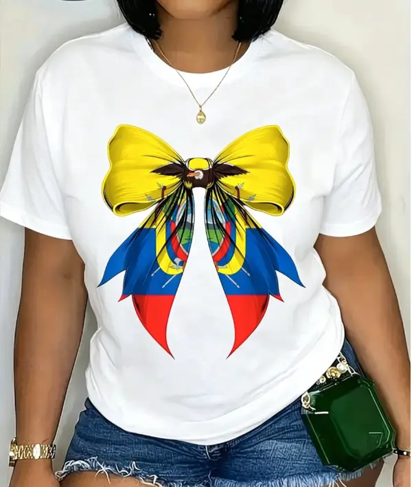 Ecuador Flag Ecuadorian Pride Coquette Ribbon T-Shirt