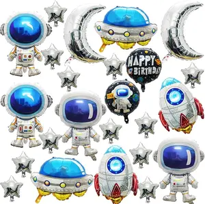 24PCS Galaxy Space Foil Balloons Party Decorations -Outer Space/Astronaut/Spaceman/Rocket/Airship/Star/Moon Baby Shower Birthday Party Supplies Decorations Holiday Party Preference